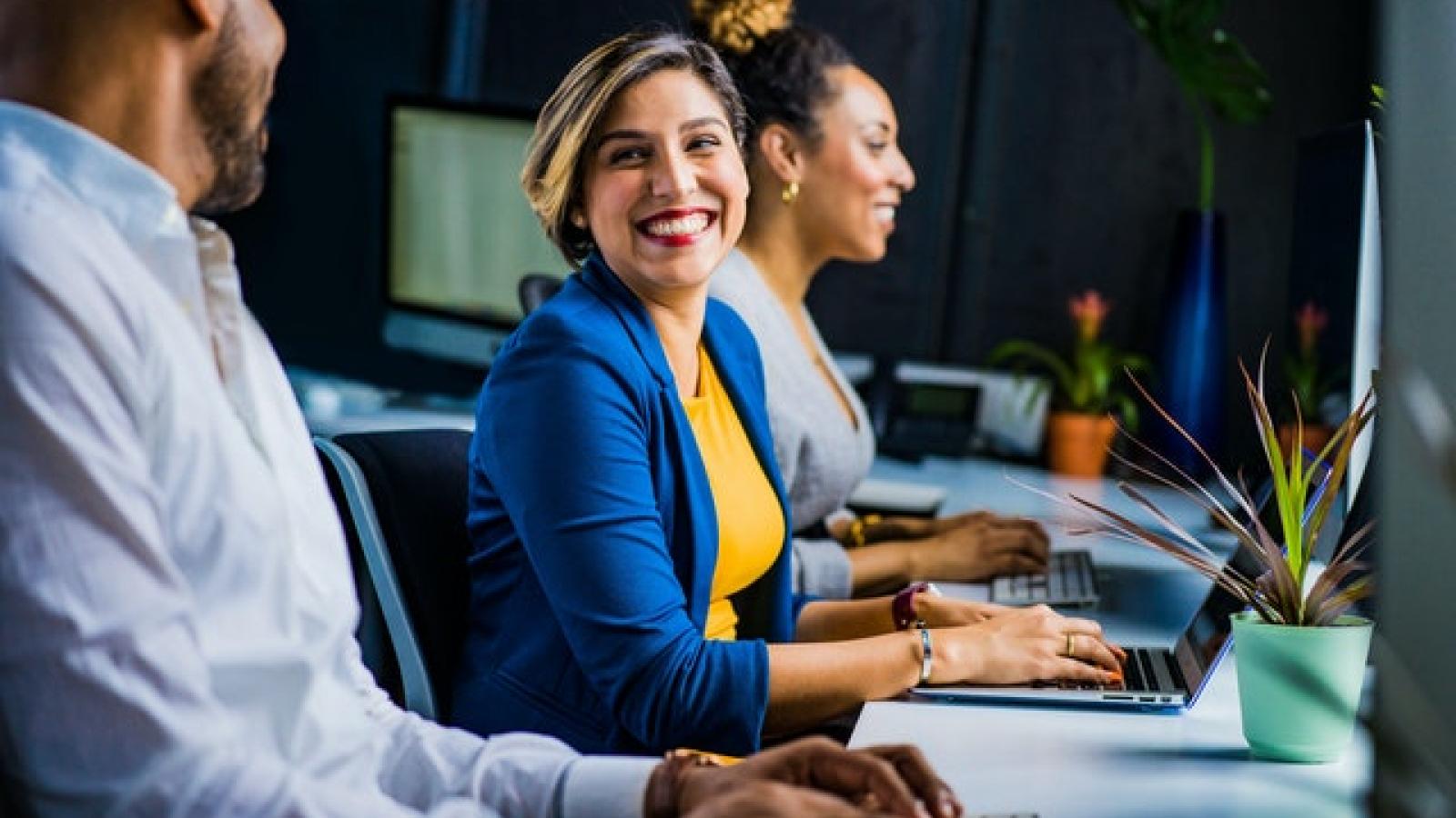 Business people enjoying work